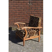 thumb-Vroege Art Deco eiken rookstoel met verstelbare rugleuning-4
