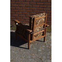 thumb-Vroege Art Deco eiken rookstoel met verstelbare rugleuning-6