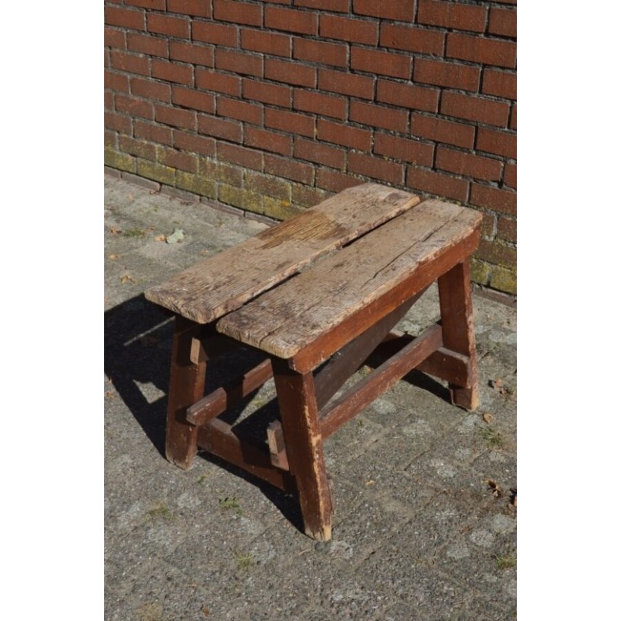Geleefd houten timmermans werkbankje uit de jaren 50-1