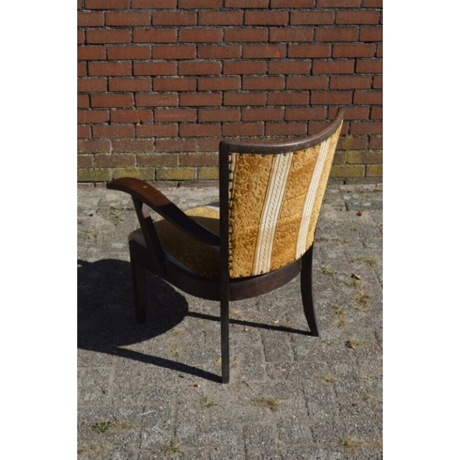 Eiken armstoel met stoffen zitting en rugleuning-5