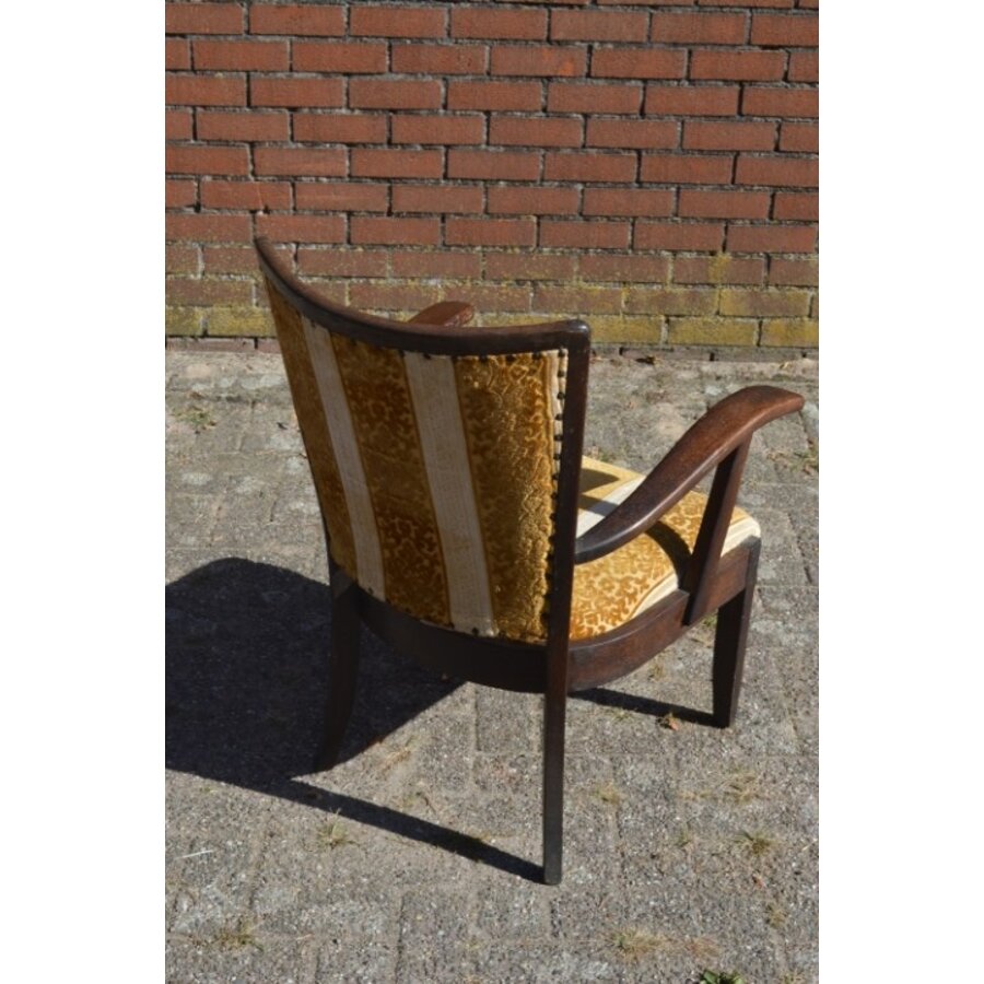 Eiken armstoel met stoffen zitting en rugleuning-6