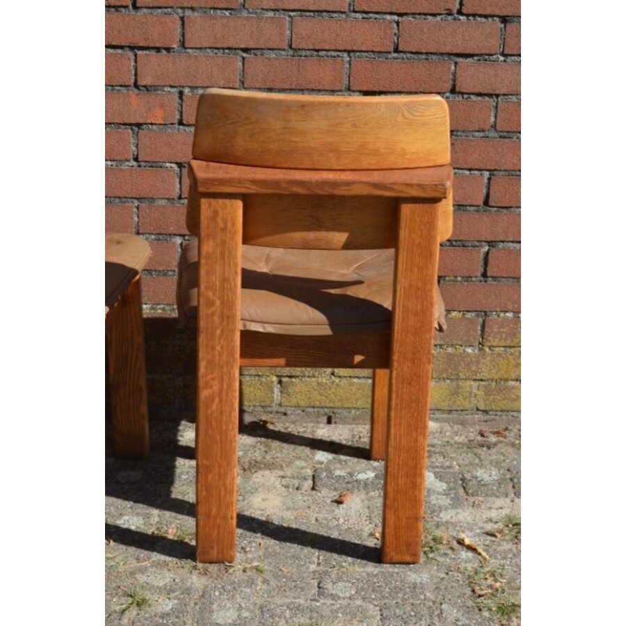 4 massief eiken brutalist stoelen-9