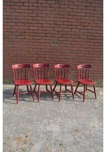 4 Windsor stoelen rood/bruin 