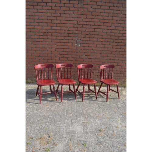 4 Windsor stoelen rood/bruin 