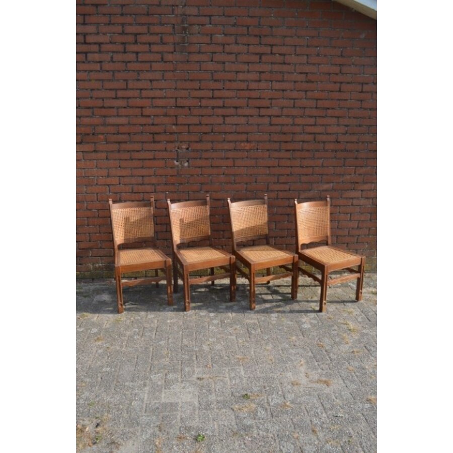 4x eiken stoel met pitriet-1