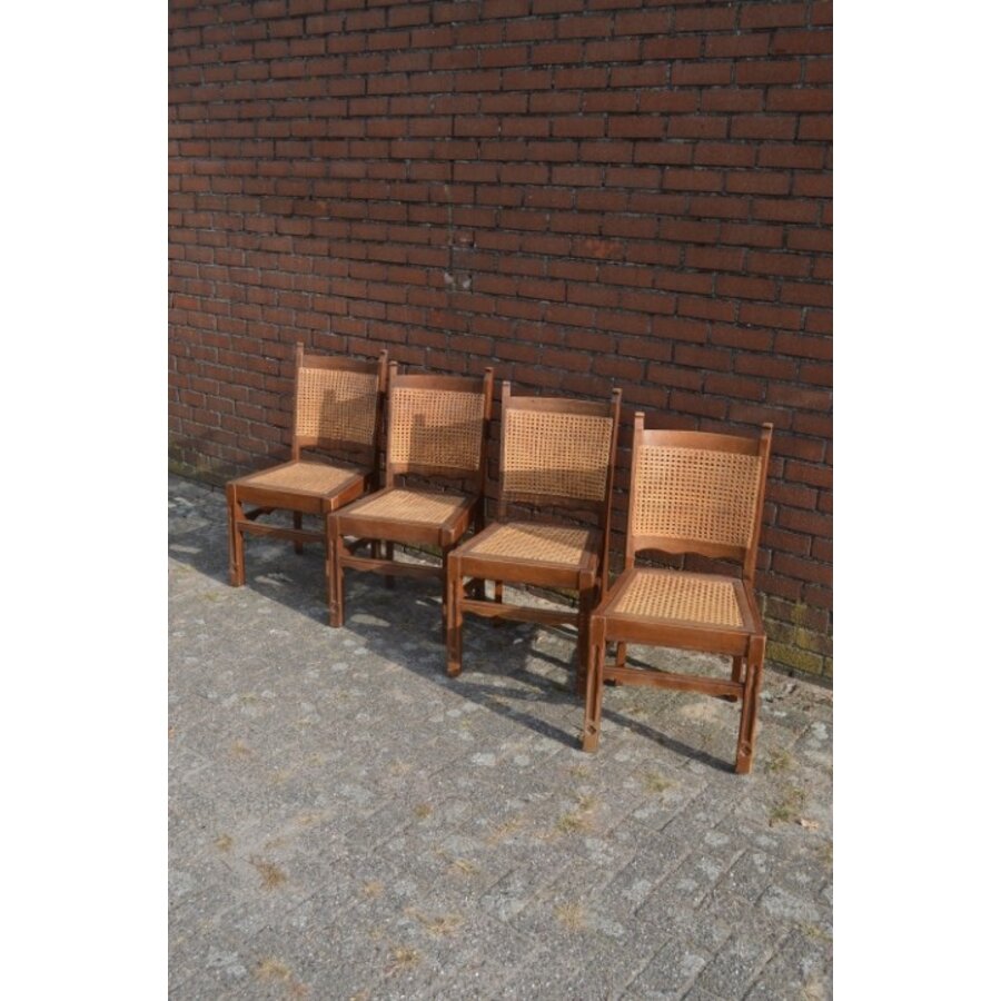 4x eiken stoel met pitriet-2