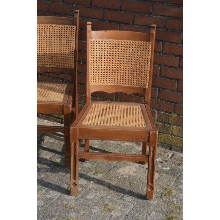 4x eiken stoel met pitriet-3