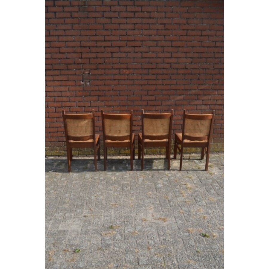 4x eiken stoel met pitriet-7