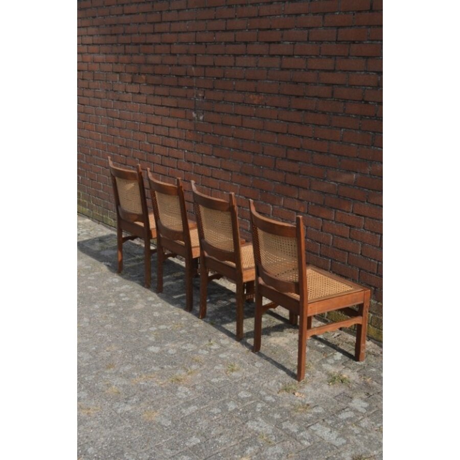 4x eiken stoel met pitriet-8