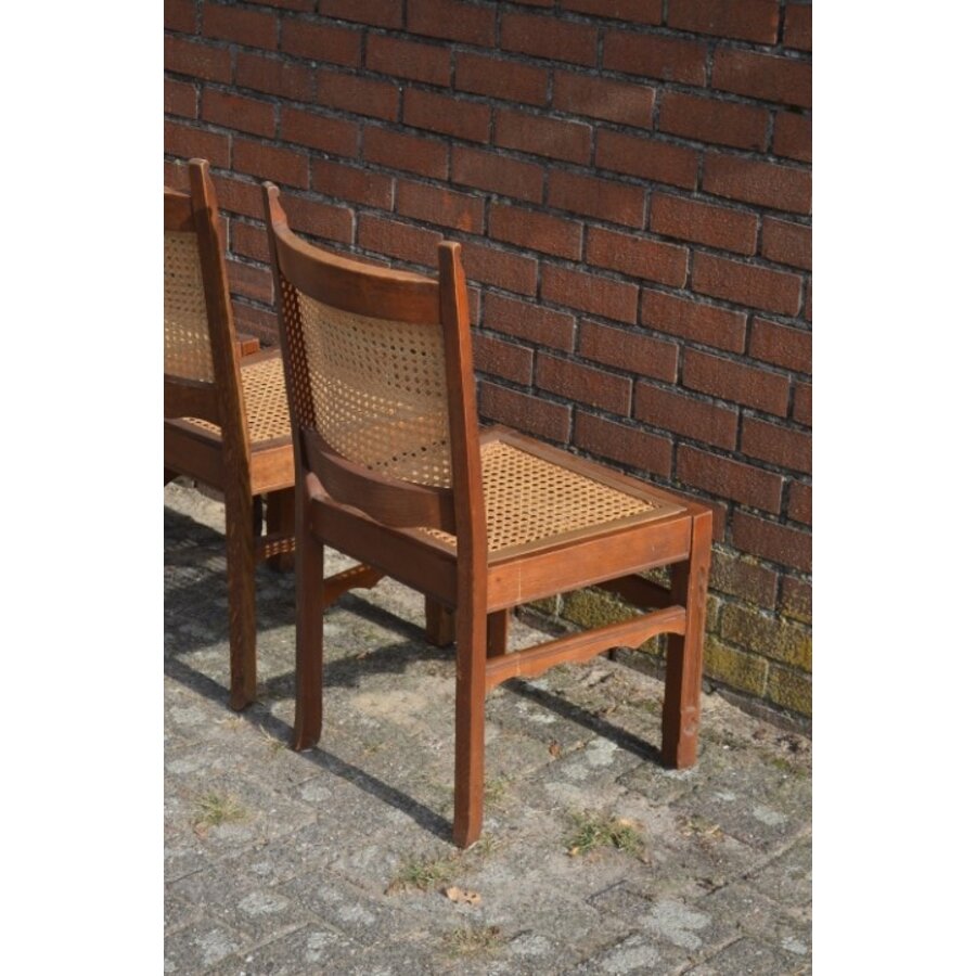 4x eiken stoel met pitriet-9