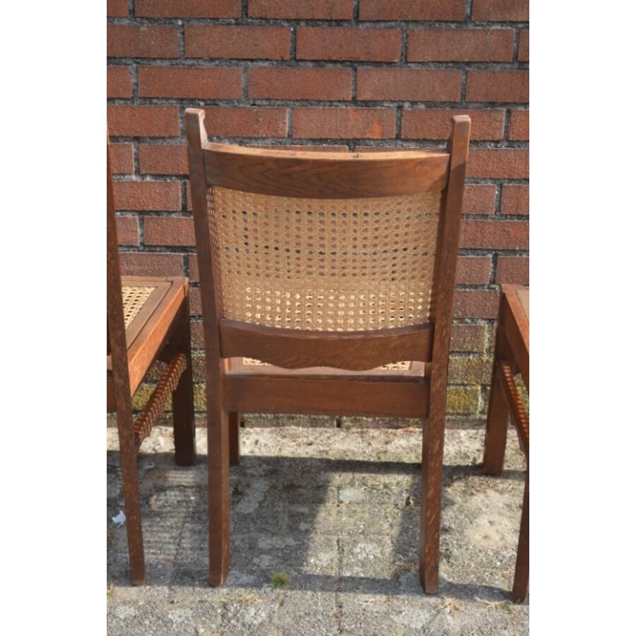 4x eiken stoel met pitriet-10