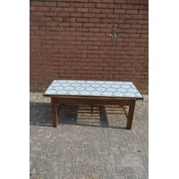 thumb-Salontafel met antieke tegeltjes en houten onderstel-1