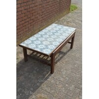 thumb-Salontafel met antieke tegeltjes en houten onderstel-7