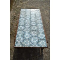 thumb-Salontafel met antieke tegeltjes en houten onderstel-8