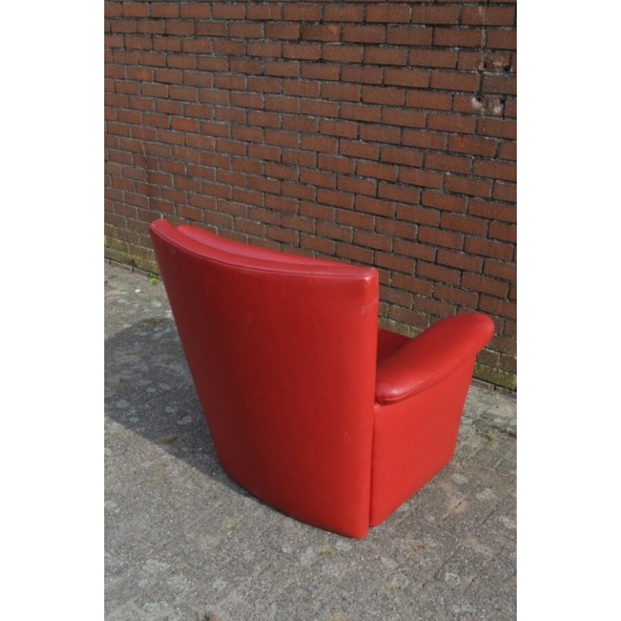 Comfortabele rode leren fauteuil met klassieke uitstraling-5
