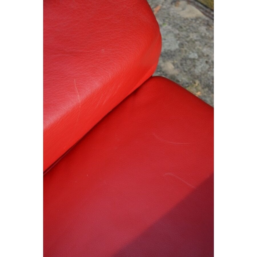 Comfortabele rode leren fauteuil met klassieke uitstraling-7