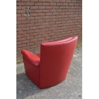 thumb-Comfortabele rode leren fauteuil met klassieke uitstraling-8