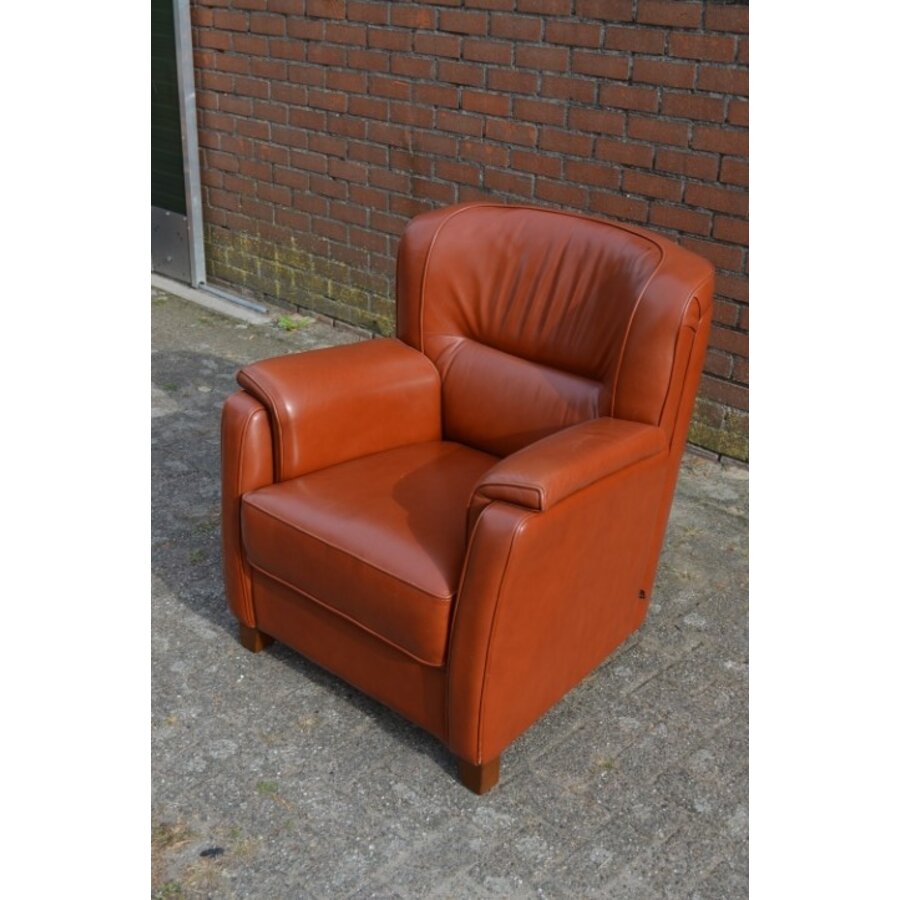 3B fauteuil bruin rundleer-2