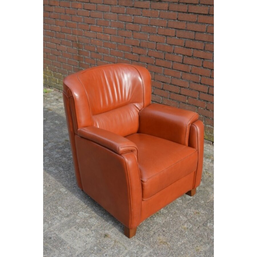 3B fauteuil bruin rundleer-4