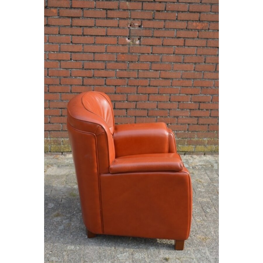 3B fauteuil bruin rundleer-5