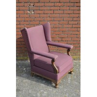 thumb-Engelse oorfauteuil met bordeaux stof-2