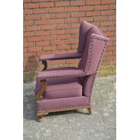 thumb-Engelse oorfauteuil met bordeaux stof-4