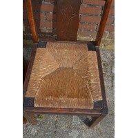 thumb-Vintage boerenstoelen met biezen zitting 5x-6