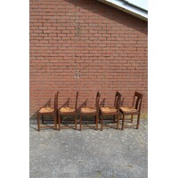 thumb-Vintage boerenstoelen met biezen zitting 5x-7