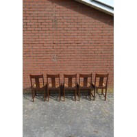 thumb-Vintage boerenstoelen met biezen zitting 5x-9