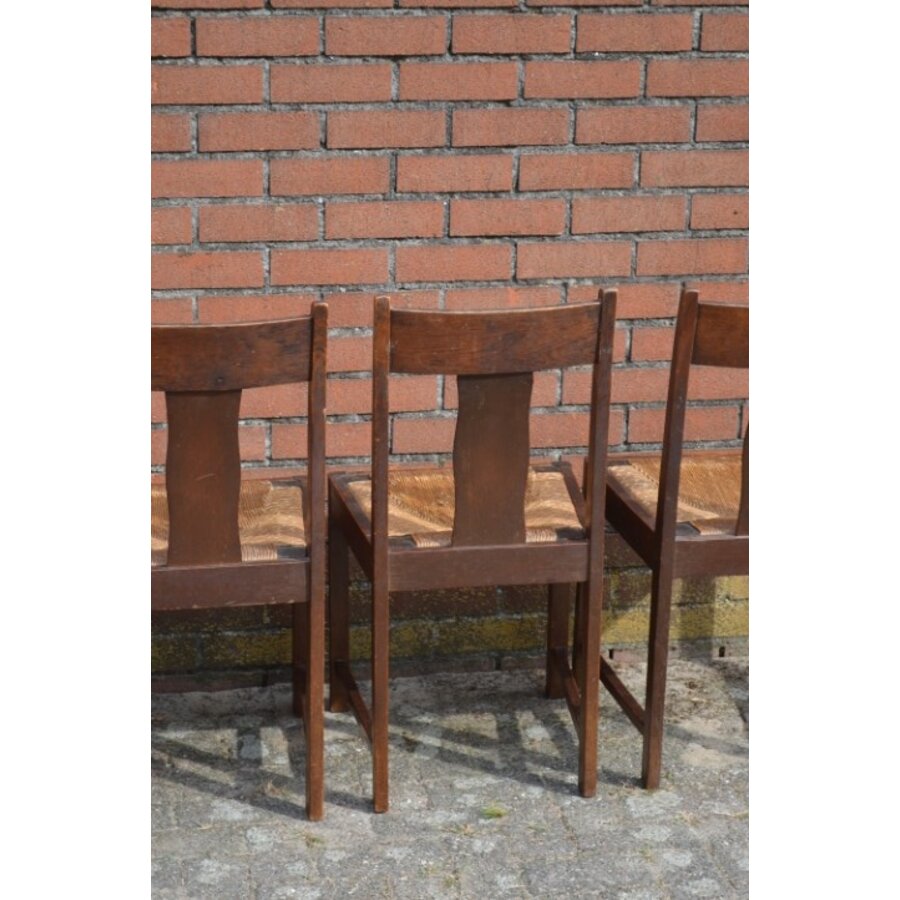 Vintage boerenstoelen met biezen zitting 5x-10