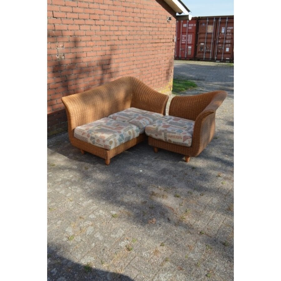 Rotan bank met retro kussens-4