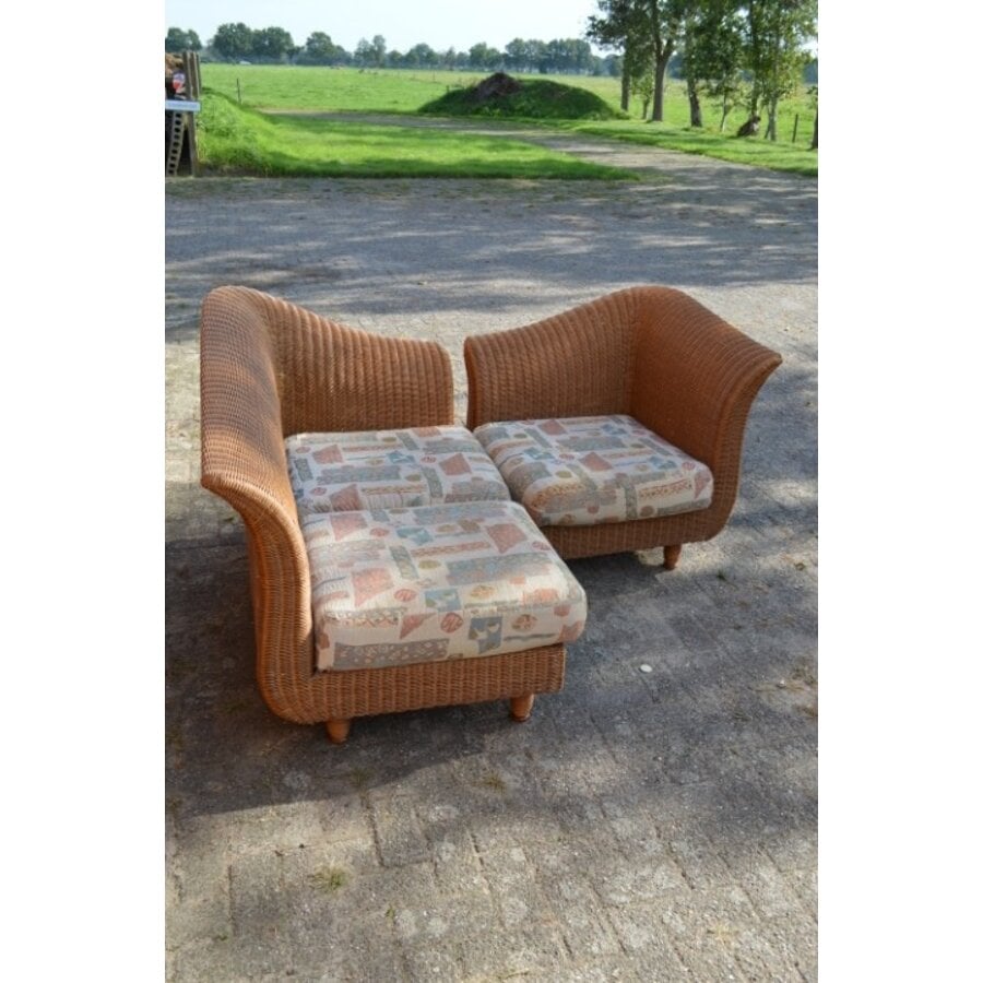 Rotan bank met retro kussens-5