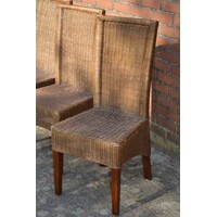 thumb-Bruine rotan stoelen met houten poten 4x-3