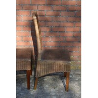 thumb-Bruine rotan stoelen met houten poten 4x-7