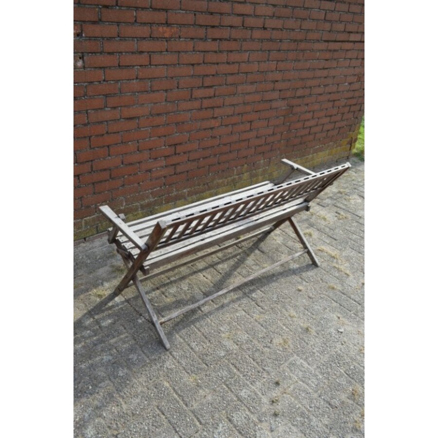 Verweerde hardhouten tuinbank inklapbaar-6