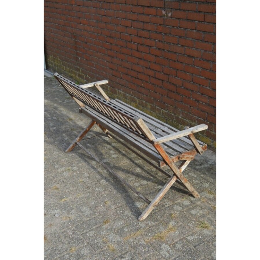 Verweerde hardhouten tuinbank inklapbaar-7