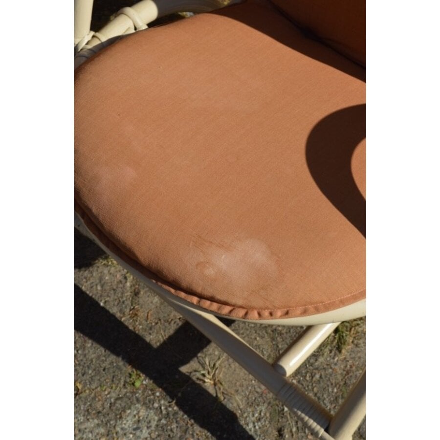 Vintage rotan fauteuils met bruine kussens 2x-2