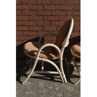 thumb-Vintage rotan fauteuils met bruine kussens 2x-4