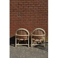 thumb-Vintage rotan fauteuils met bruine kussens 2x-5