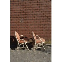 thumb-Vintage rotan fauteuils met bruine kussens 2x-7