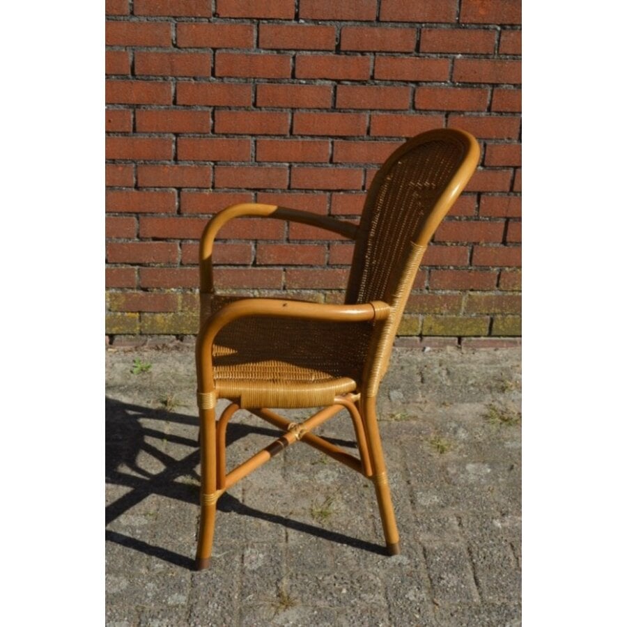 Gevlochten rotan armstoel van natuurlijk riet-4