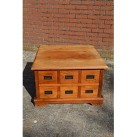 thumb-Massief teak salontafel met zes laden-1