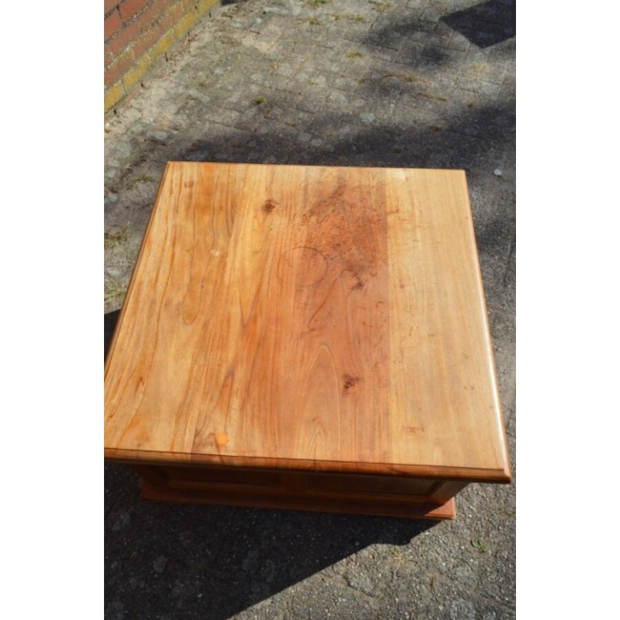 Massief teak salontafel met zes laden-4