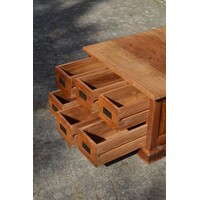 thumb-Massief teak salontafel met zes laden-6