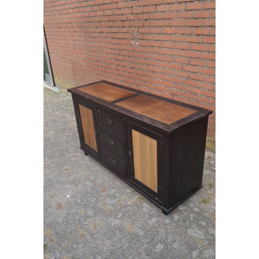 Donkerbruin dressoir met houtinleg-2