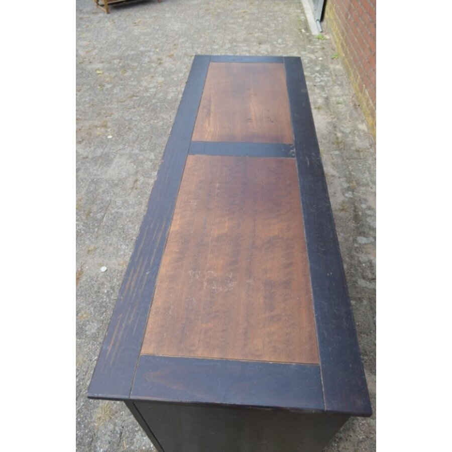 Donkerbruin dressoir met houtinleg-3