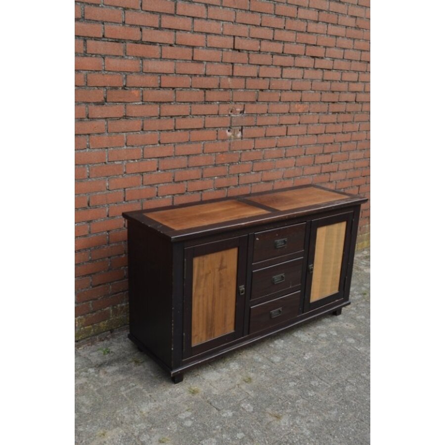Donkerbruin dressoir met houtinleg-6