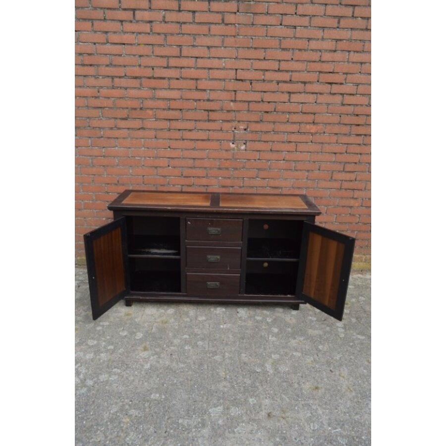 Donkerbruin dressoir met houtinleg-7