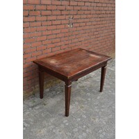 thumb-Klassieke teak eettafel met doorleefd blad-1