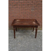 thumb-Klassieke teak eettafel met doorleefd blad-2